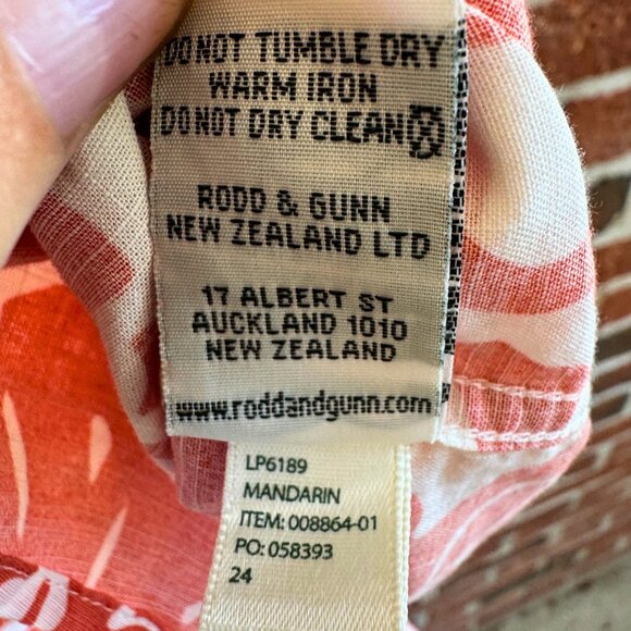 Rodd & Gunn Floral Cotton Shirt L Orange White - Picture 5 of 9